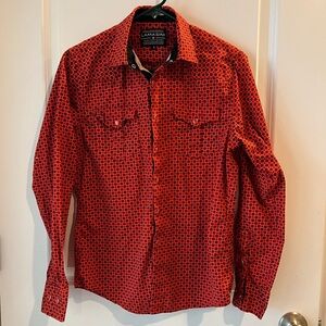 Lamasini western style Red Patterned Shirt. Small